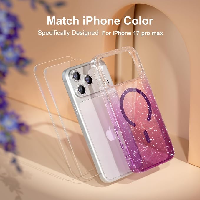 Choiche for iPhone 15 Pro Max Case Compatible with MagSafe Glitter Black | Women Girly Cute Glitter Sparkly Magnetic Phone Case with Diamond Camera Lens Protectors Military-Grade Drop Protection 6.7