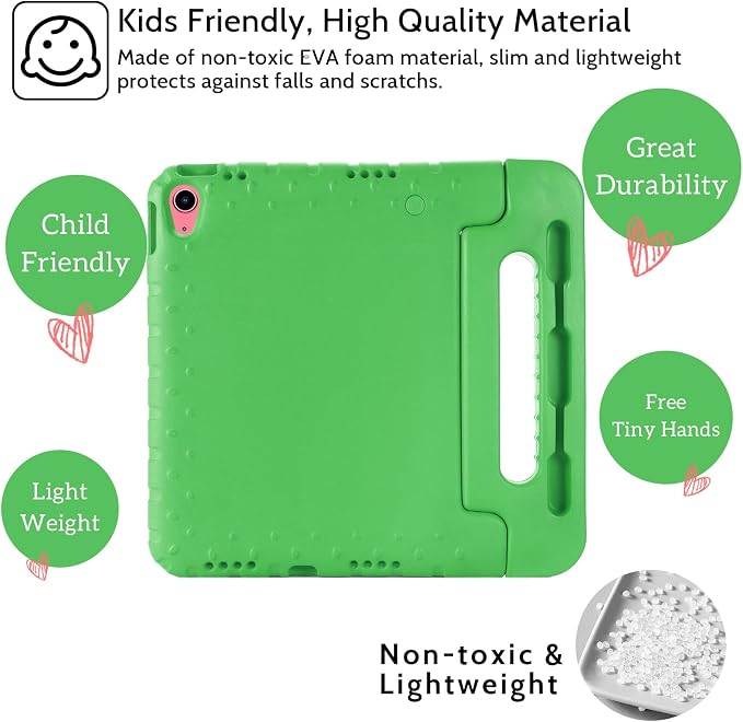 Dteck Kids Case for iPad 10.2 - Shockproof Rugged EVA Handle Stand Child Proof Case for iPad 9/8/7 Generation Black
