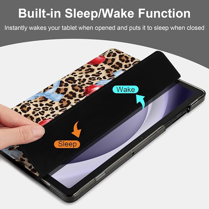 Case for Samsung Galaxy Tab A11 Plus A11+ 11 inch (2025/2026) &amp Tab A9 Plus A9+ 11 inch (2024/2023) Slim Smart Stand Cover with Translucent Hard Back Auto Wake/Sleep - Bear with Bows