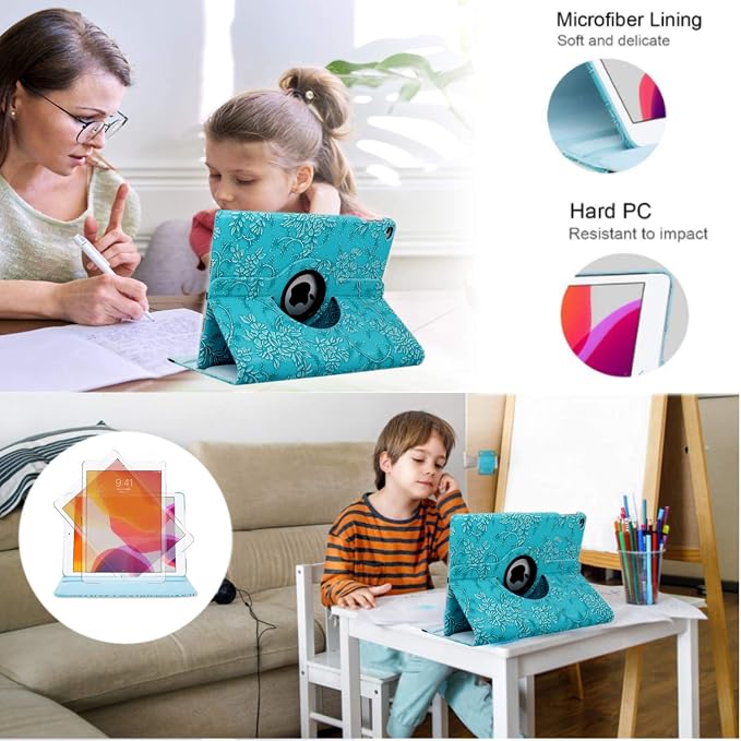 Case for ipad pro 12.9 inch 2nd &amp 1st Generation Old Model 2017/2015 MP6G2LL/A MQDA2LL/A MPLL2LL/A ML0F2LL/A ML3K2LL/A ML0N2LL/A ML0R2LL/A with Rotating Stand Auto Sleep/Wake (Blue)