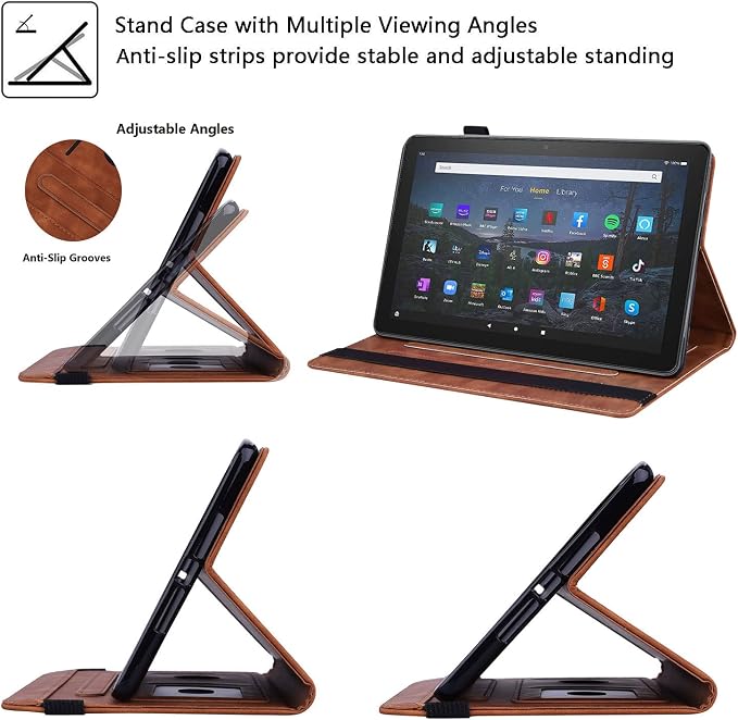 Fire HD 8 Case Slim Folding Stand Auto Wake/Sleep Wallet Case with Cards/Cash Holder for Amazon Fire HD 8(8th/7th/6th Gen 2018/2017/2016 Release)-Black