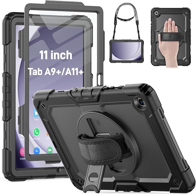 HXCASEAC Case for Samsung Galaxy Tab S6 Lite 10.4 inch Protective with Screen Protector/Hand Strap/S Pen Holder Shockproof S6 Lite Tablet Case 2024/2022/2020 SM-P610 SM-P613 SM-P620 - Black