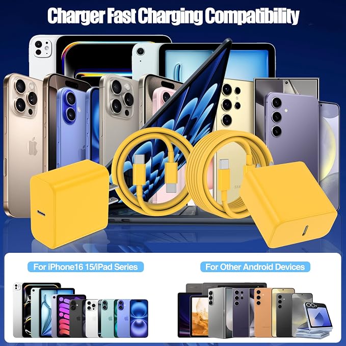 2Pack 65W USB C Charger Block Super Fast Charging Type C Wall Adapter with 3 Port 100W PD Quick Charging for Samsung Galaxy S26/S25 Ultra iPhone 17/16/15 Pro Max iPad Pro/Air &amp MacBook Pro/Air