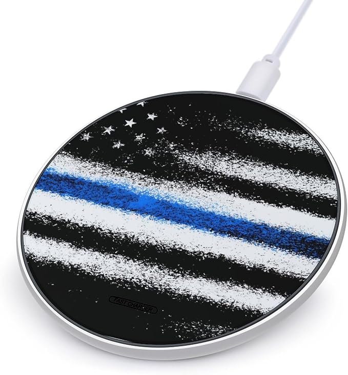 USA Blue-Thin-Lines Flag Wireless Charger Portable Charging Pad | LightweightAll Smartphone