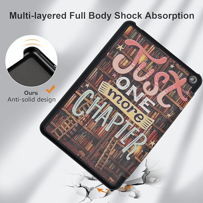 Case for All-New Fire 7 Tablet (12th Generation 2022 Release) Book Reading Lovers Gifts Lightweight PU Leather Stand Protective Cover with Auto Sleep Wake