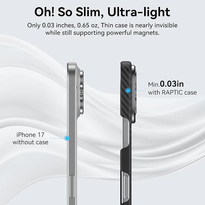 RAPTIC Aramid Fiber Case for iPhone 16 Pro Compatible with MagSafe Non-Slip &amp Slim 600D Aramid Fiber [Military Grade Drop Tested] Anti-Scratch Shockproof Protective Case 6.3 inch Black