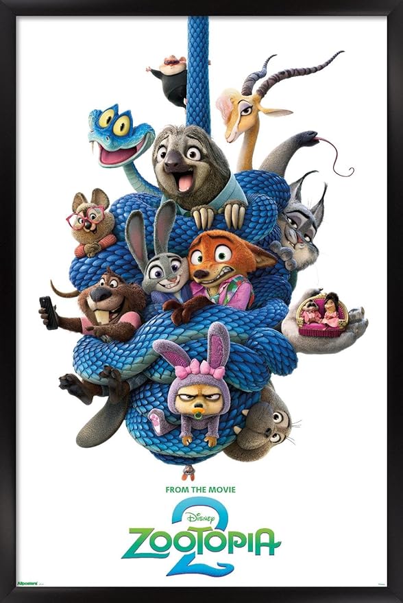 Disney Zootopia 2 (2025) - Group One Sheet Wall Poster, 34L" x 22.4W", Black Framed Version