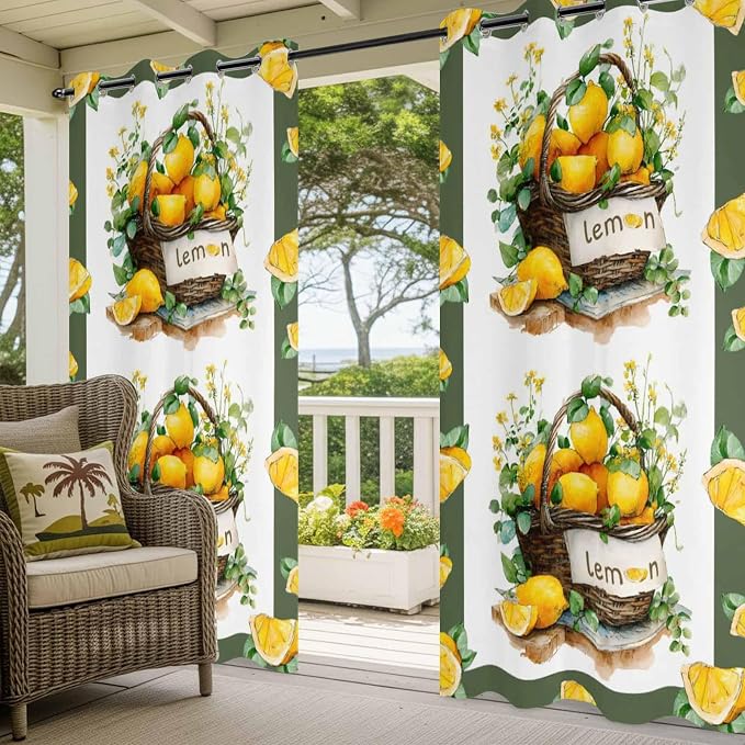 Lemon Outdoor Curtains for Patio Lemons Baskets Summer Tropical Plant