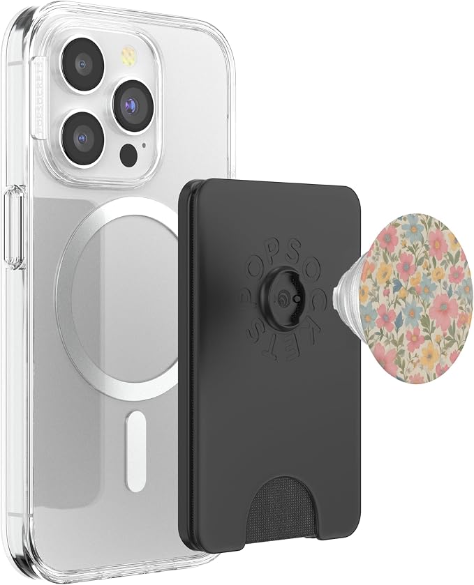 Colorful Floral Pattern Pink Blue And Yellow Flower PopSockets PopGrip for MagSafe