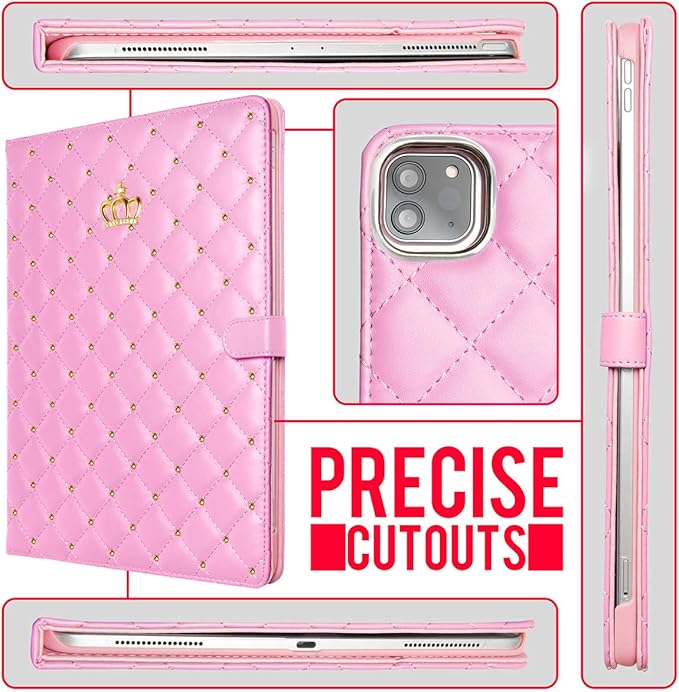 for iPad Pro 11 inch Case 2022(4th Gen)/2021(3rd Gen)/2020(2nd Gen)/2018 (1st Gen)Cute Crown Bling Diamond PU Leather Smart Auto Sleep/Wake Stand Shockproof Cover for iPad Pro 11 Inch Black