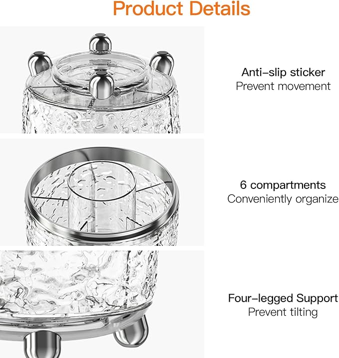 Makeup Brush Holder with Lid, 360° Rotating Cosmetic Tools Organizer with Cover, Dustproof Spinning Makeup Brush Organizer for Vanity, Ideal Gift for Girlfriend Wife Friends (Gray)