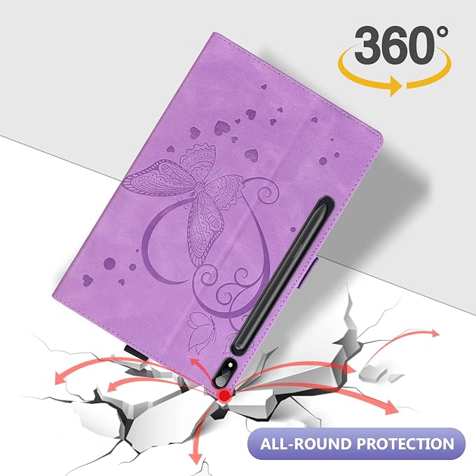 Dteck Wallet Case for Galaxy Tab S10+/S9+/S7 FE/S8+/S7 Plus 12.4 Tablet Premium PU Leather Folding Stand Auto Wake/Sleep Pen Holder Case with Hummingbirds