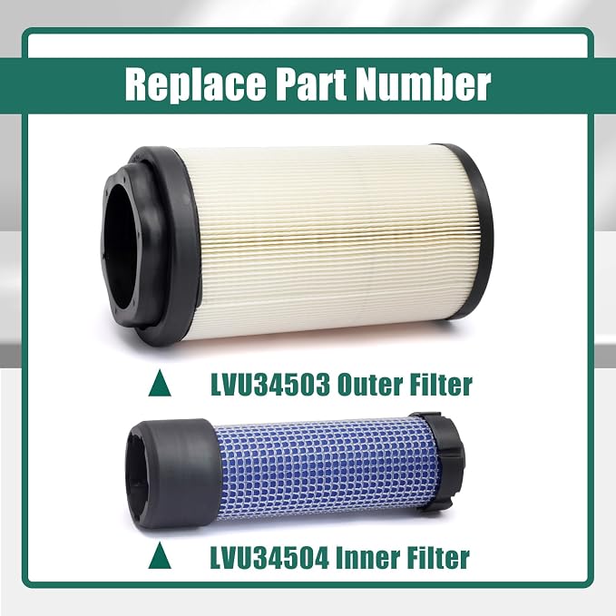 YUXIVCNE 2Pcs LVU34503 LVU34504 Primary & Secondary Air Filter Compatible