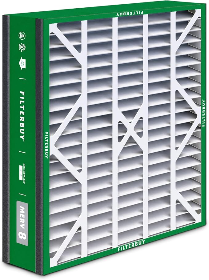 Filterbuy 20x25x5 Air Filter MERV 8 Essential Dust & Allergy Defense, Pleated