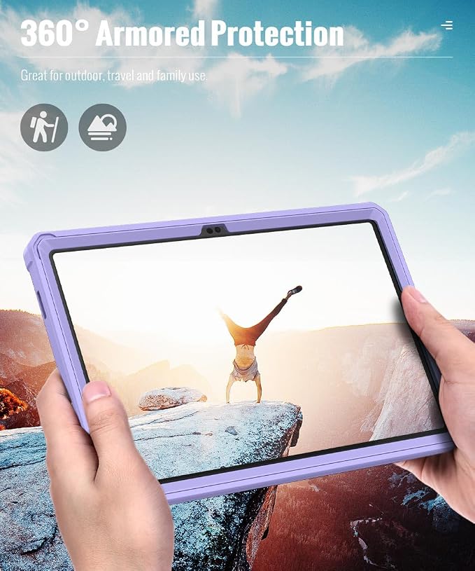 MoKo Shockproof Case Fit Samsung Galaxy Tab A11+ Plus/ A9+ 11 Inch | Full Body Rugged Stand Back Cover with Built-in Screen Protector for Galaxy Tab A11+/ A9+ Tablet Light Gray