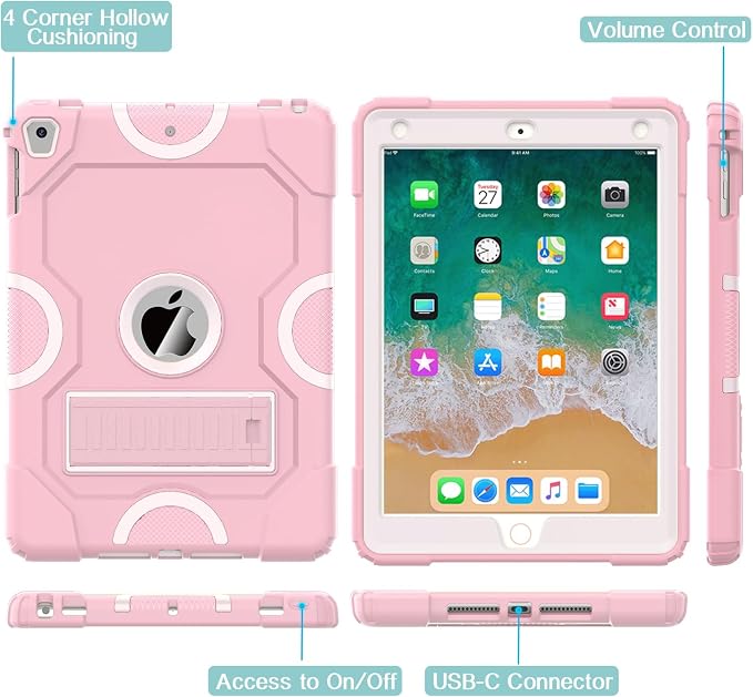 ZoneFoker Case for iPad 6th/5th Generation (9.7 Inch 2018/2017 Model) iPad Air 2 / 1st iPad Pro 9.7 Heavy Duty Shockproof Rugged Protective Case Alpine Green