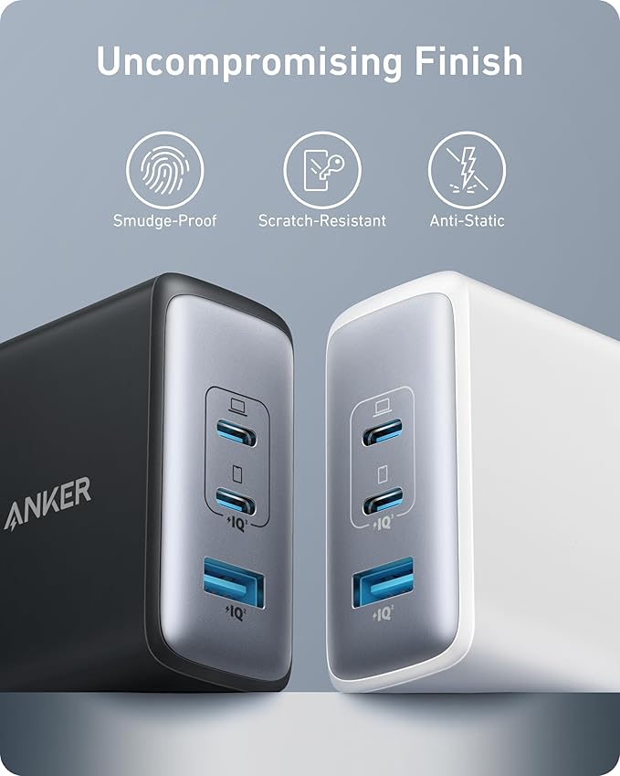Anker Nano 100W USB-C Charger, 3-Port Fast Compact GaN Charger for MacBook Pro/Air, Pixelbook, ThinkPad, Dell XPS, iPad Pro, iPhone 16 Series, Galaxy S23, and More (Black, 1 Pack & 1 Cable)