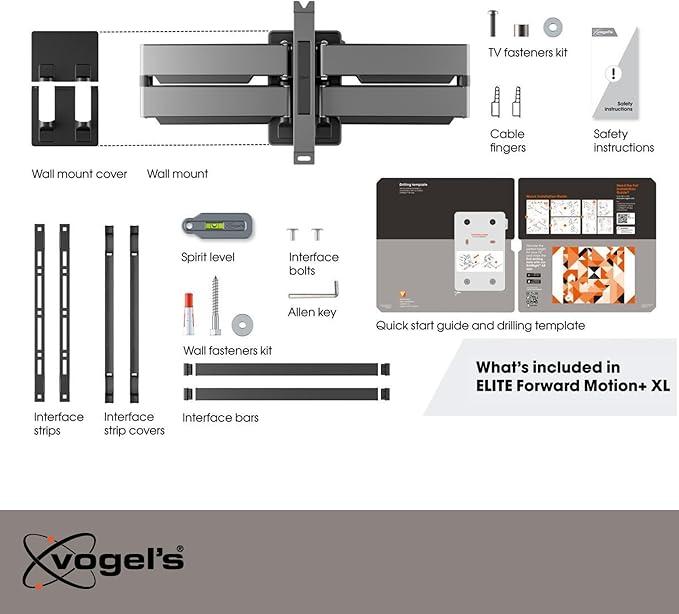 Vogel's TVM 5855 Full-Motion Ultra Strong TV Wall Mount for Large and Heavy TVs up to 100 inches and 165 lbs, Swivels up to 120°, Max. VESA 600x400, Universally Compatible