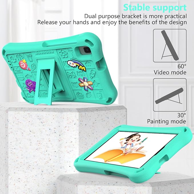 Case for iPad 10.2 Inch 2021/2020/2019/ iPad Pro 10.5 Inch/Air 3rd Gen (2019) Shoulder Strap Kickstand Children Friendly Anti-Scratch Shockproof Case Lightpurple