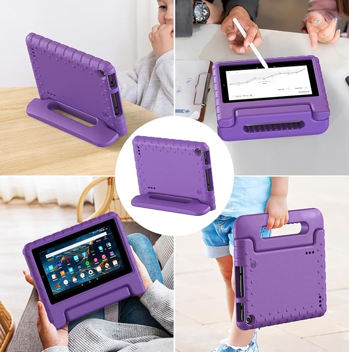Kids Case for Fire 7 Inch Tablet 9th/7th/5th Generation Tablet (2019/2017/2015 Release) Kid-Proof &amp Shockproof Case Sturdy Soft Durable EVA Protective Cover with Convenient Handle Blue | Foldable