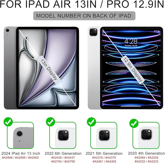 Soke Case for iPad Air 13 Inch (M4/M3/M22026-2024) iPad Pro 12.9 6th/5th Generation with Pencil Holder(2021 2022 Release)-[Apple Pencil Charging + Auto Wake/Sleep] Soft Back Cover Book Black