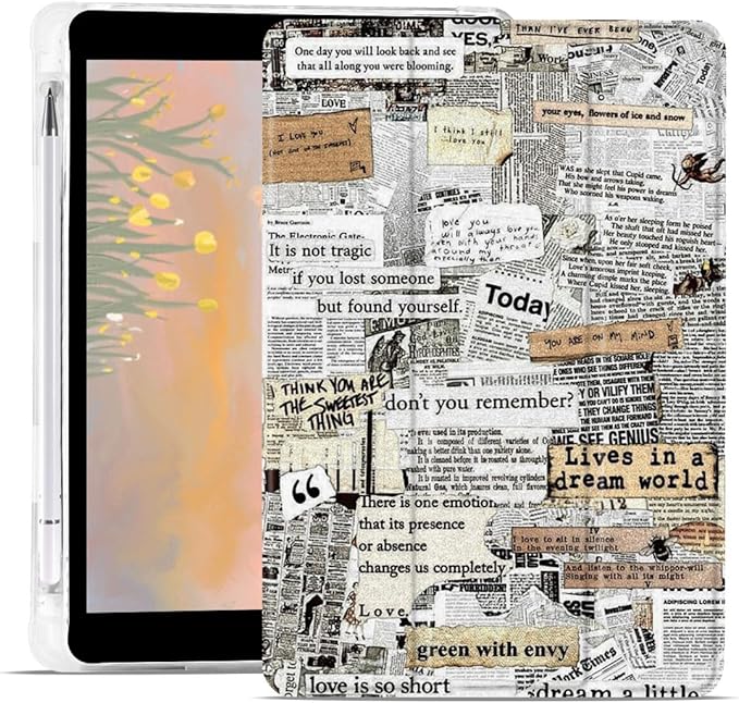 JOYLAND Bear Pad Case for 10.9 Inch iPad 2022 with Pencil Holder Blue Leather for iPad 10th Generation Trifold Stand Cover Full Body Protection Auto Wake/Sleep