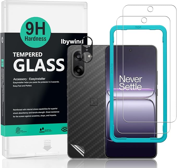 Ibywind for OnePlus Nord 5 5G Screen Protector2 Pack9H Hardness Tempered Glass and Camera Lens Protectorwith Alignment FrameFull CoverageBubble FreeFingerprint UnlockScratch Resistant