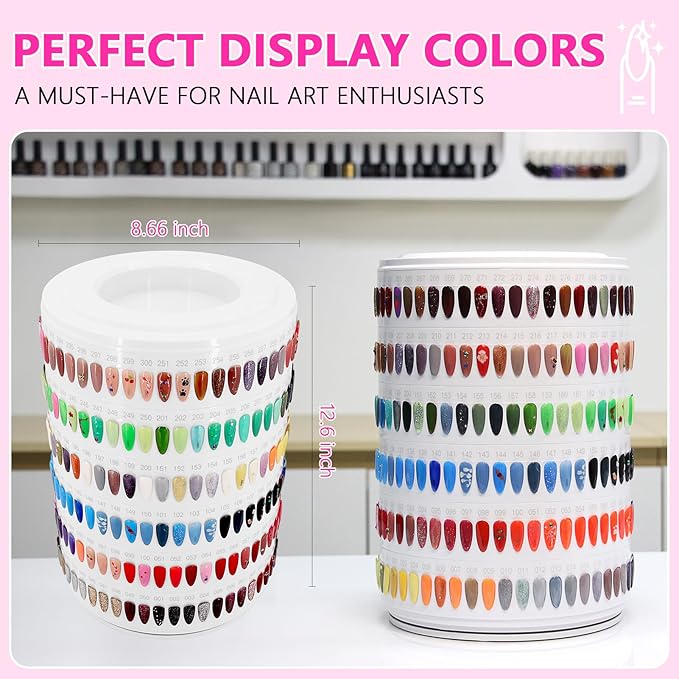 Nail Polish Display Book 300 Colors, Professional Nail Color Display Show Nails Sample Book (CS300)