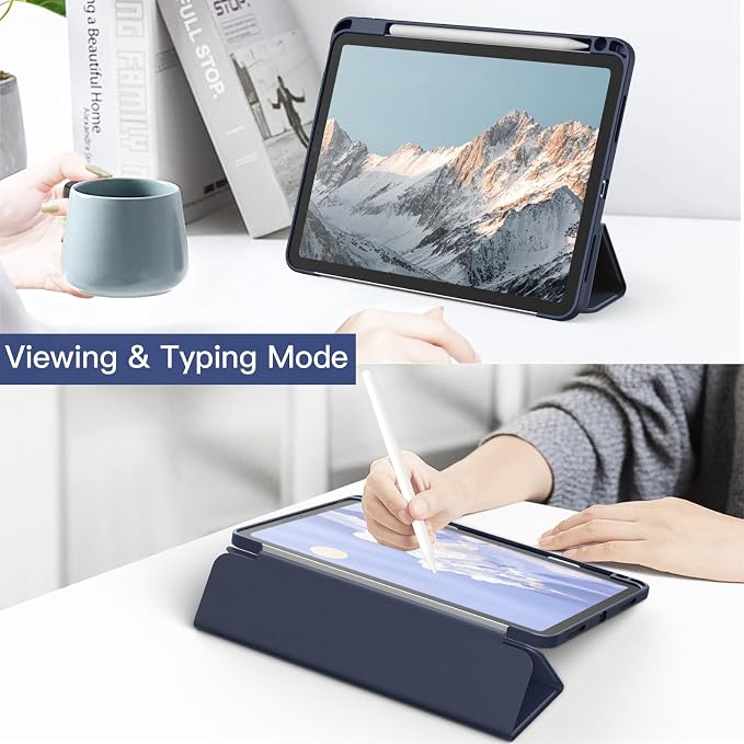 JETech Case Cover for iPad Pro 11 4/3/2/1 Black | For 2022/2021/2020/2018 Model Clear Back Pencil Holder Slim Shockproof Tri-Fold Stand Auto Wake/Sleep