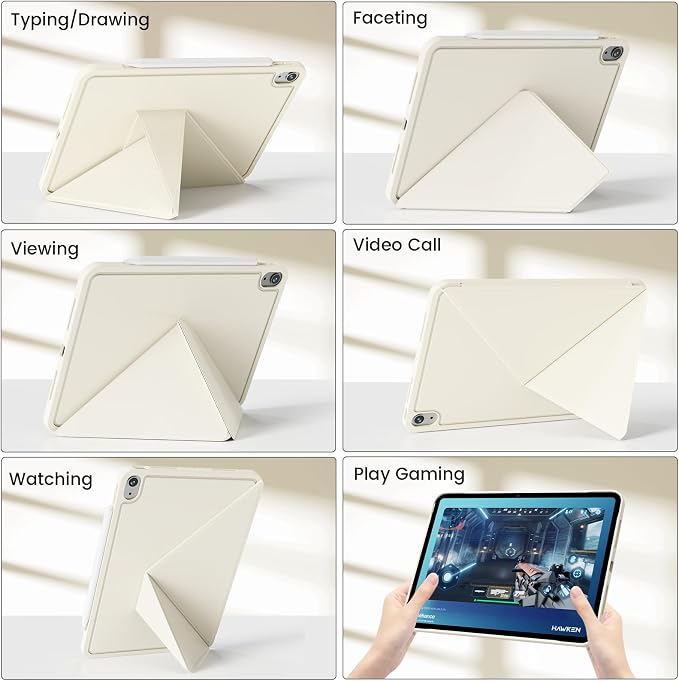 Case for iPad A16 11th/10th Generation 11/10.9 inch Black | Magnetic Attachment Slim Soft TPU Protective Case Multi Angles Hidden Pencil Holder Shockproof Frame Auto Wake/Sleep