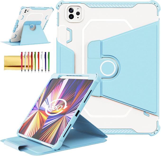 Kids Case for iPad Pro 11 M5/M4 &amp iPad Air 11 (2026/2025/2024) Shockproof Case with Pencil Holder Techcircle Light EVA Foam Handle Stand Bumper Protective Child Friendly Drop Proof Cover Black