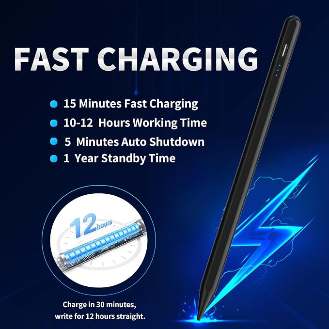 Stylus Pen Android for AMZ Tablet HD 10/Max 11 Compatible with Samsung/LenovoAccurate， Push-Button Switch On/OffLong Battery Life+2Tips(NW Black)