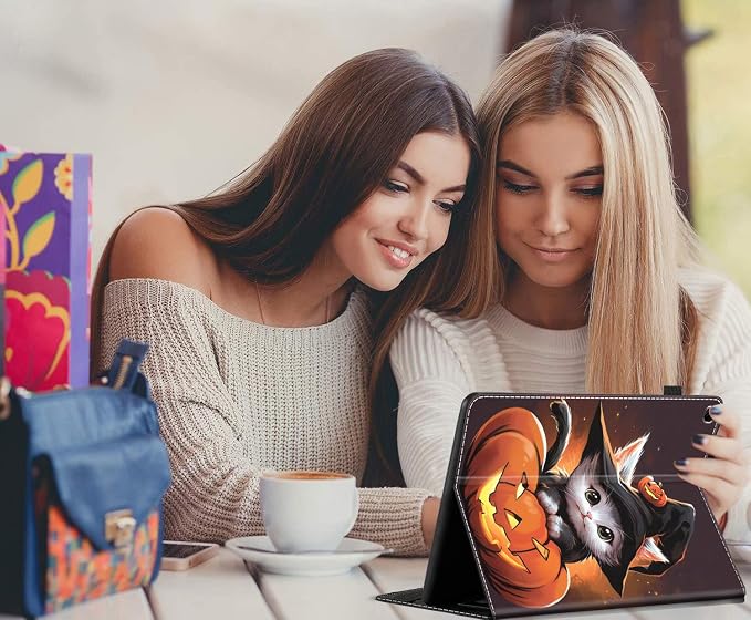 Case for All-New Amazon Fire HD 10 and 10 Plus Tablet (13th/11th Generation 2023/2021 Release) 10.1 Multi-Angle Smart Stand Cover Auto Sleep/Wake Skull and Fire
