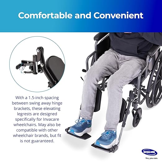 Invacare Wheelchair Elevating Legrest with Calf Support, Footrest with Swing Away Function, Adjustable Length, Tool-Free Installation, Compatible with Most US Wheelchairs