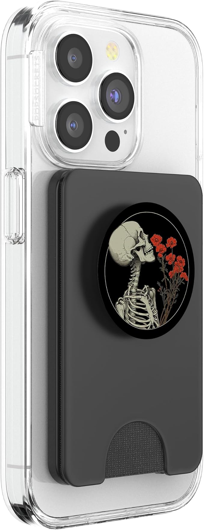 Skull Floral Gothic Flowers Bouquet Dark Wildflowers Art PopSockets Adhesive PopGrip