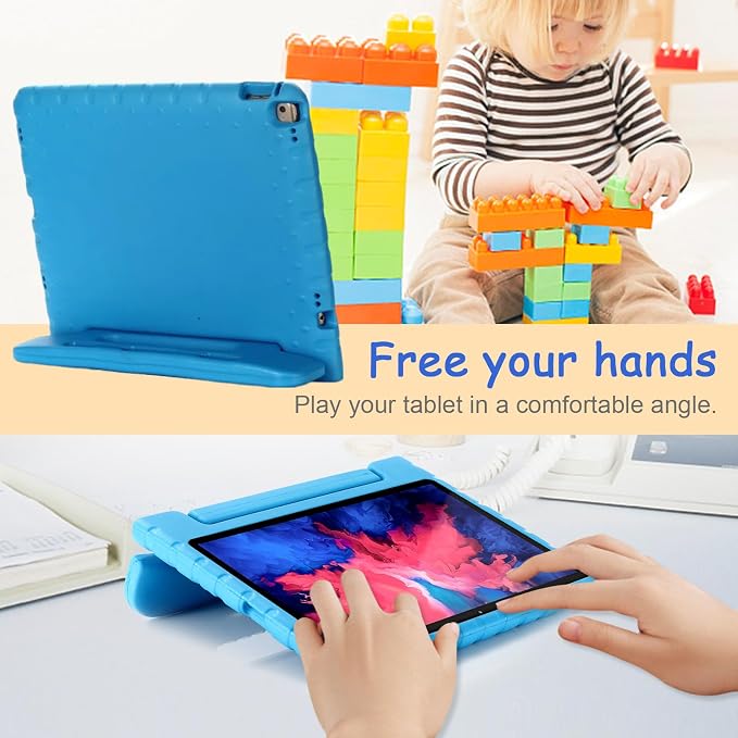 Kids Case for iPad Pro 11 M5/M4 &amp iPad Air 11 (2026/2025/2024) Shockproof Case with Pencil Holder Techcircle Light EVA Foam Handle Stand Bumper Protective Child Friendly Drop Proof Cover Black