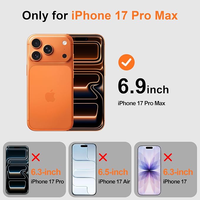 2 Pack for iPhone 17 Screen Protector - 6.3 Inch Tempered Glass Phone Screen Protector with Anti-Scratch Shatterproof Drop Impact Resistant HD Clear Anti-Fingerprint Easy Installation