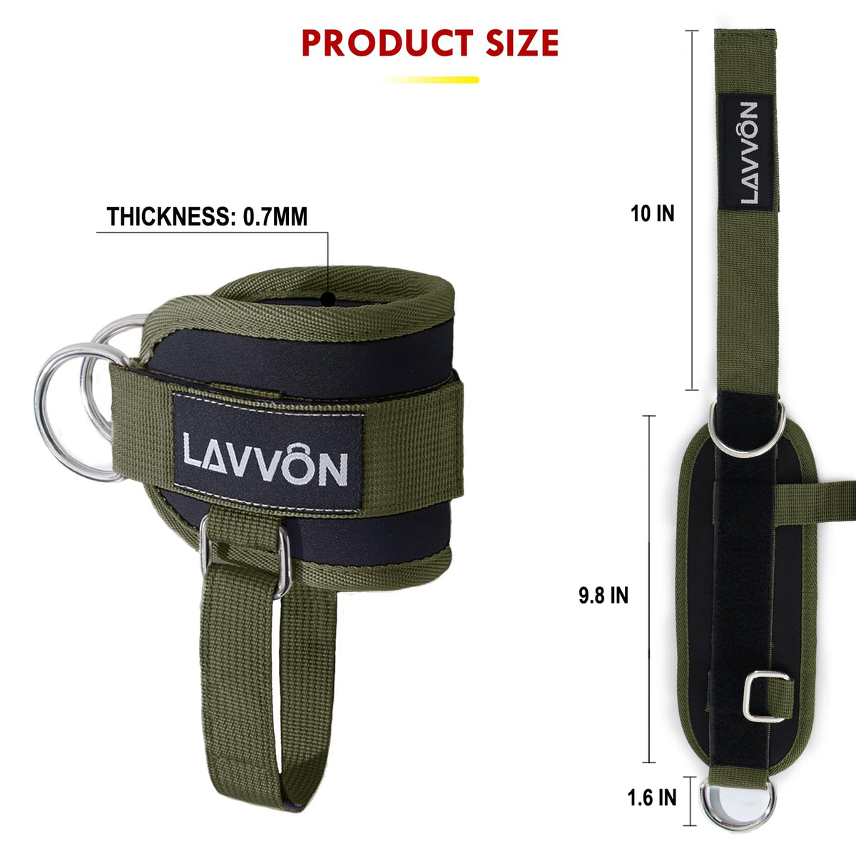 Ankle Straps for Cable Machines Kickbacks - Glute Workout Cuffs Padded