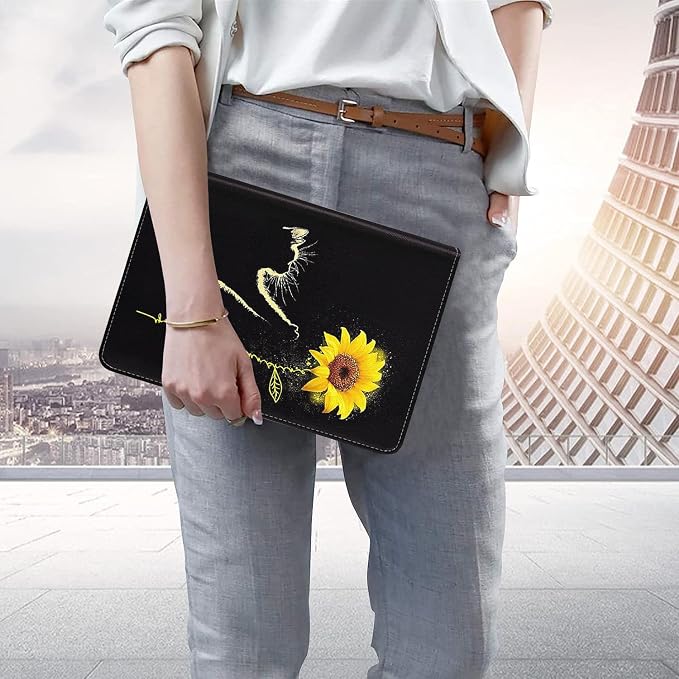 WEUIUJKILO Case for iPad (A16) 11th Generation 11 Inch 2025 iPad 10th Generation 10.9 Inch 2022 Slim PU Leather Folding Stand Smart Cover with Auto Sleep/Wake American Flag and Sunflower