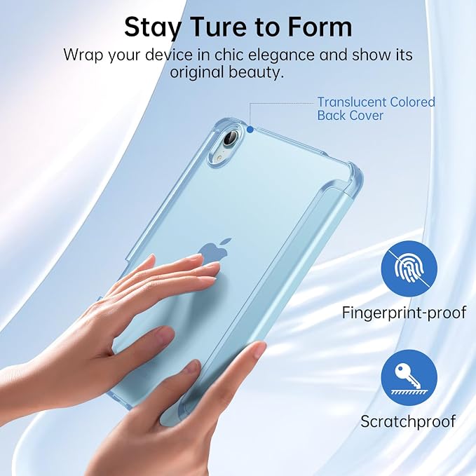 MoKo for iPad mini A17 Pro Case 8.3 Inch 2024 iPad mini 7th/6th Case 2021 | For iPad Mini Case with Pencil Holder Light Trifold Smart Protective Cover with Hard PC Translucent Back Shell Agave Gree