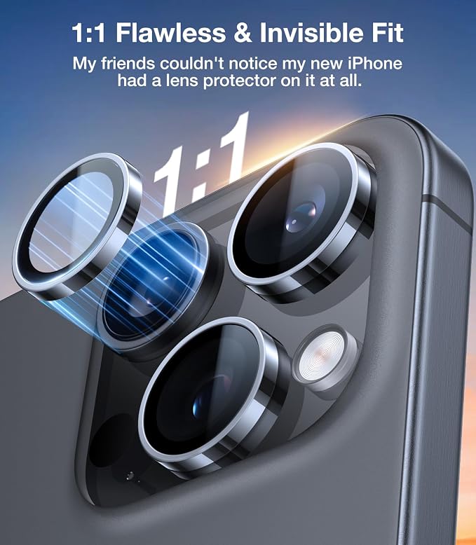 UltraGlass for iPhone 16 Pro Max/16 Pro Camera Lens Protector [NO.1 Military Grade Shatterproof] iPhone 16 Pro Max Camera Protector 16 Pro Lens Cover [Longest Durable] Easy Install Black Titanium