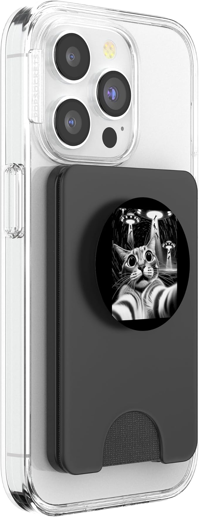 Cat UFO Invasion | Funny Cat Meme Retro Alien Cat UFO Selfie PopSockets Adhesive PopGrip