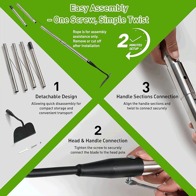 Garden Hoe for Weeding, Heavy Duty Draw Hoe Garden Tool for Plowing,Cultivating,Trenching, Ridging,Tilling Loosening Soil,Scraping Weeder with 74” Handle for Stand Gardening, Reduce Back Strain