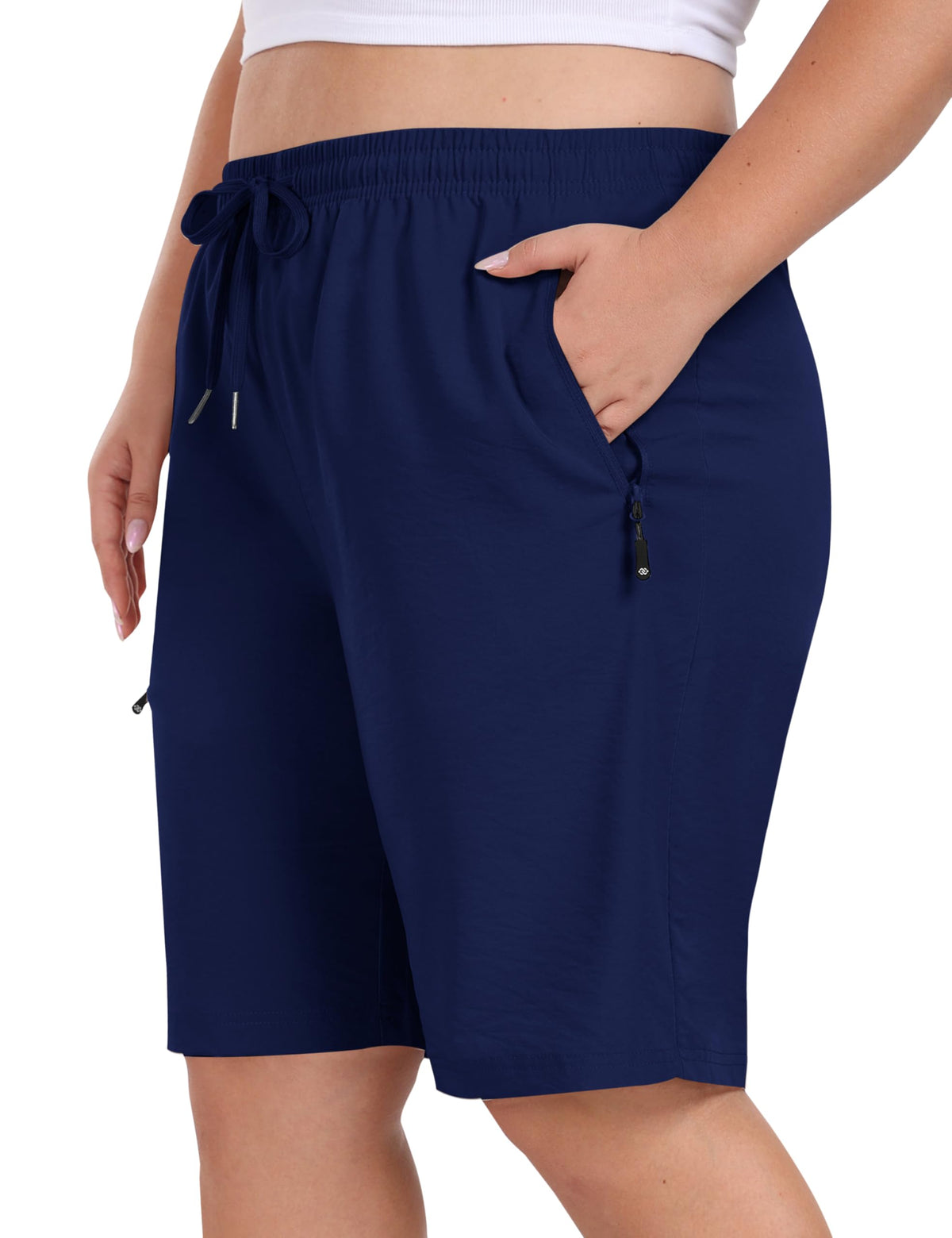MoFiz Women's Plus Size Hiking Cargo Shorts Quick Dry Lightweight Summer Shorts with Pockets Navy 3XL