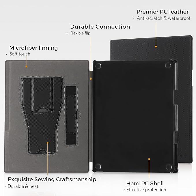 CoBak Stand Case for Remarkable Paper Pro Tablet 11.8 with Hand Strap | Auto Sleep/Wake Folio Lightweight Protective Cover with Pen Holder and Nibs Holder for 11.8 inch 2024 Released (Notebook)