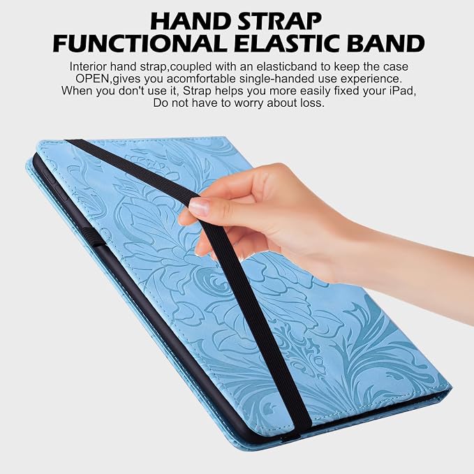 ALILANG Case for Samsung Galaxy Tab A 9.7 inch 2015 Case Model (SM-T550/T555/SM-P550/P555) Multi-Angle Viewing Protective Tablet Cover with Folding Stand &amp Pencil Holder -Blue