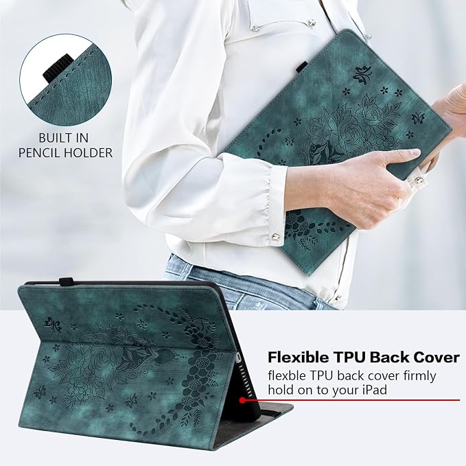 Case for iPad (A16) 11th Generation 11 Inch 2025 iPad 10th Generation 10.9 inch 2022 Auto Wake/Sleep Multi-Angle Flip PU Leather Cover with Pencil Holder Blue