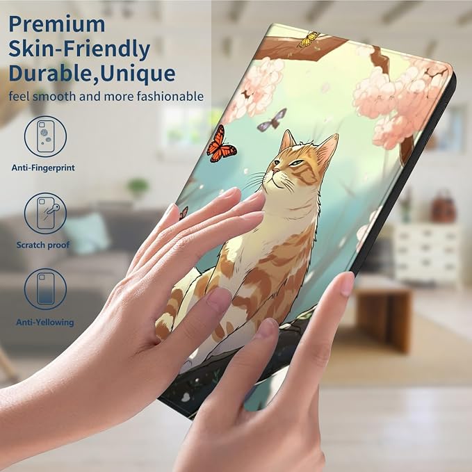 Slim Case for Amazon Kindle Fire Max 11 Case (13th Generation 2023 Release) 11 PU Leather Folio Stand Adjustable Smart Cover with Auto Wake/Sleep for Kindle Fire 11 TabletArt Black Cat Tree