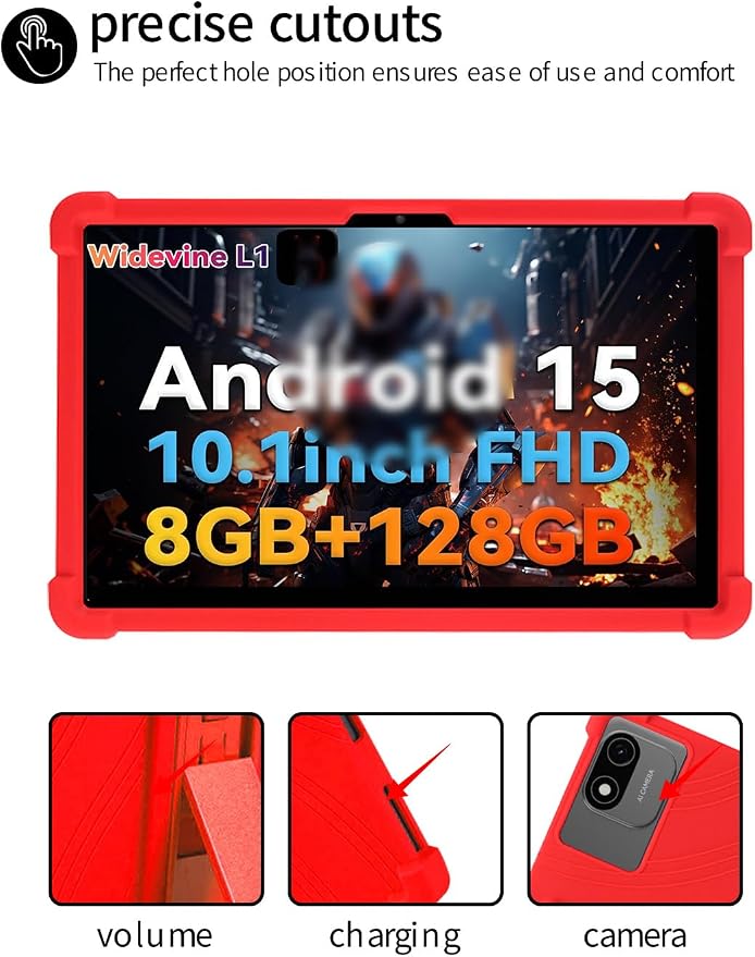 for Headwolf W6 10.1 Inch Tablet CaseBOVUGAC Soft Silicone Adjustable Stand Shockproof Kids Friendly for Headwolf W6 10.1 Tablet(Black)