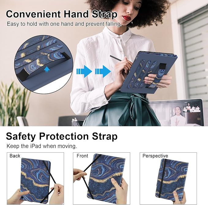 ZoneFoker for 10 Tablet Case (13th/11th Generation 2023/2021 Released) PU Leather Folio Cover with Multi-Angle Stand/Pen Holder Auto Wake/Sleep for 10/10 Plus Black+Black